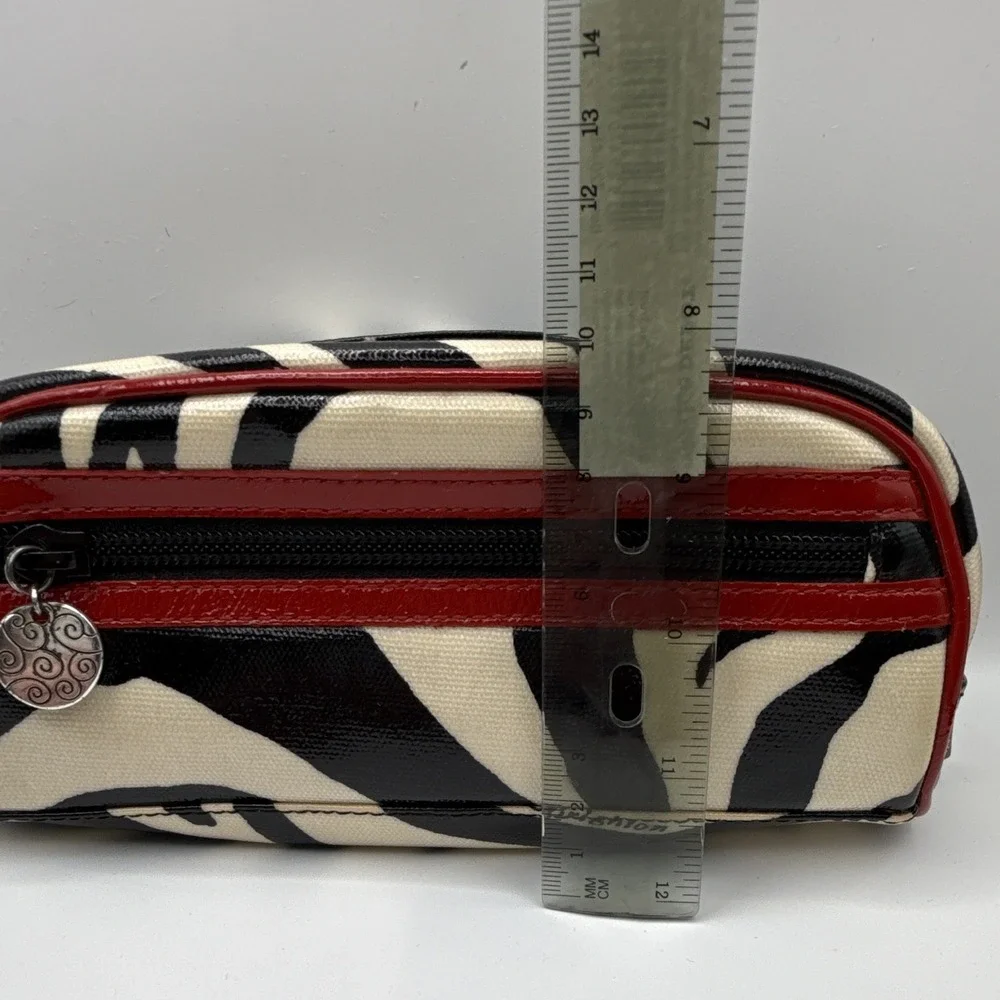 Brighton Zebra Print Canvas Makeup Bag Zippered Black Beige Red